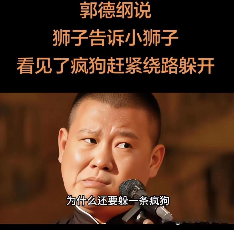 有人说郭德纲暗讽杨老五，还编了个“狮子与疯狗”的故事：狮子告诉小狮子，见了疯狗赶