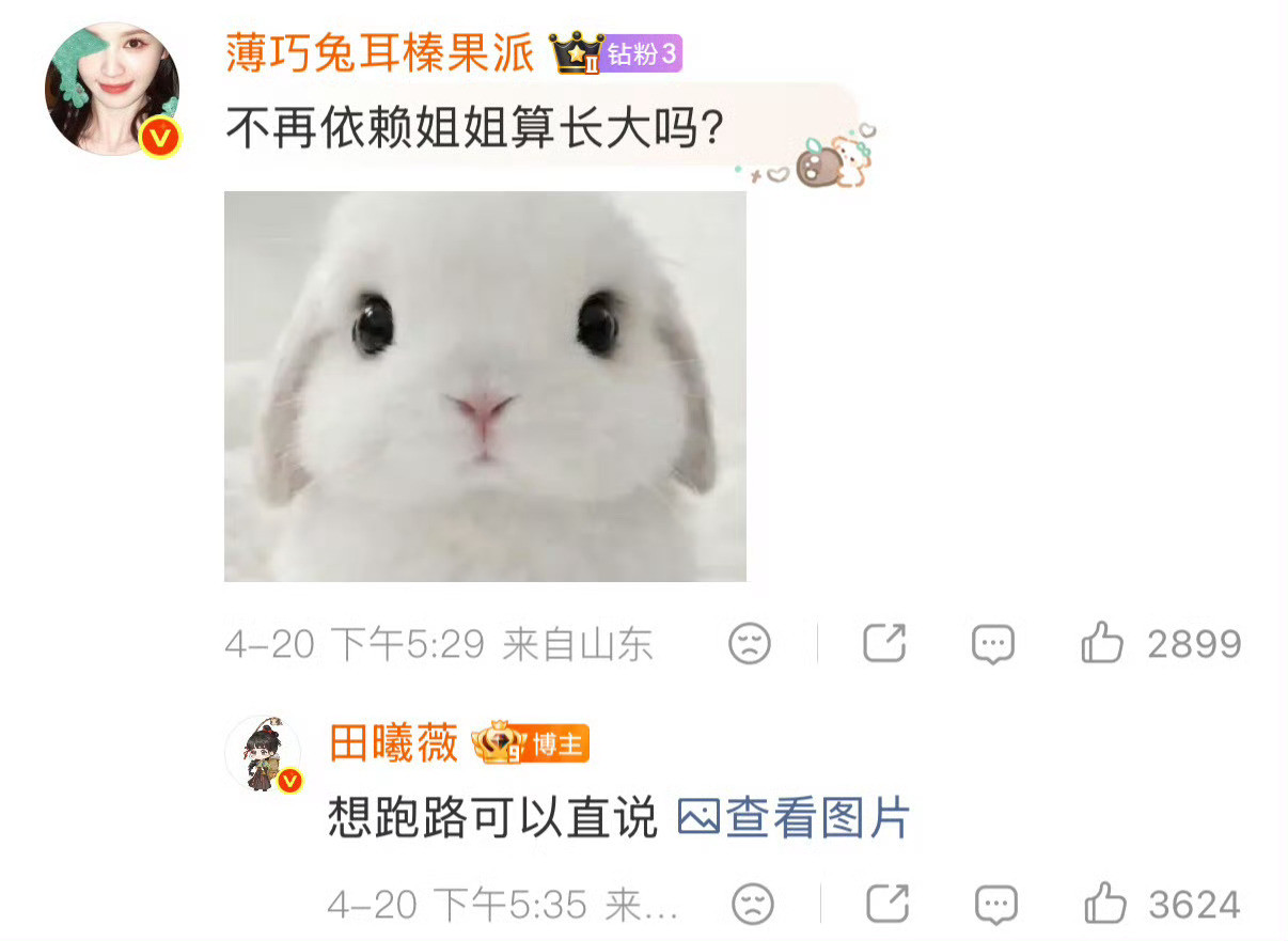 田曦薇想跑路可以直说好可爱的回复！已经自动脑补小田说出这句的语气了！