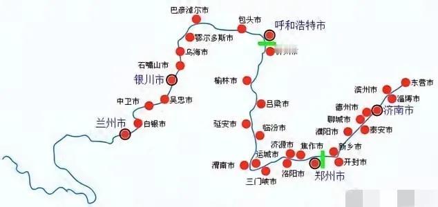 看黄河边上，流域分布有这么多座城市，说是我们的母亲河都不为过。因为黄河养育了