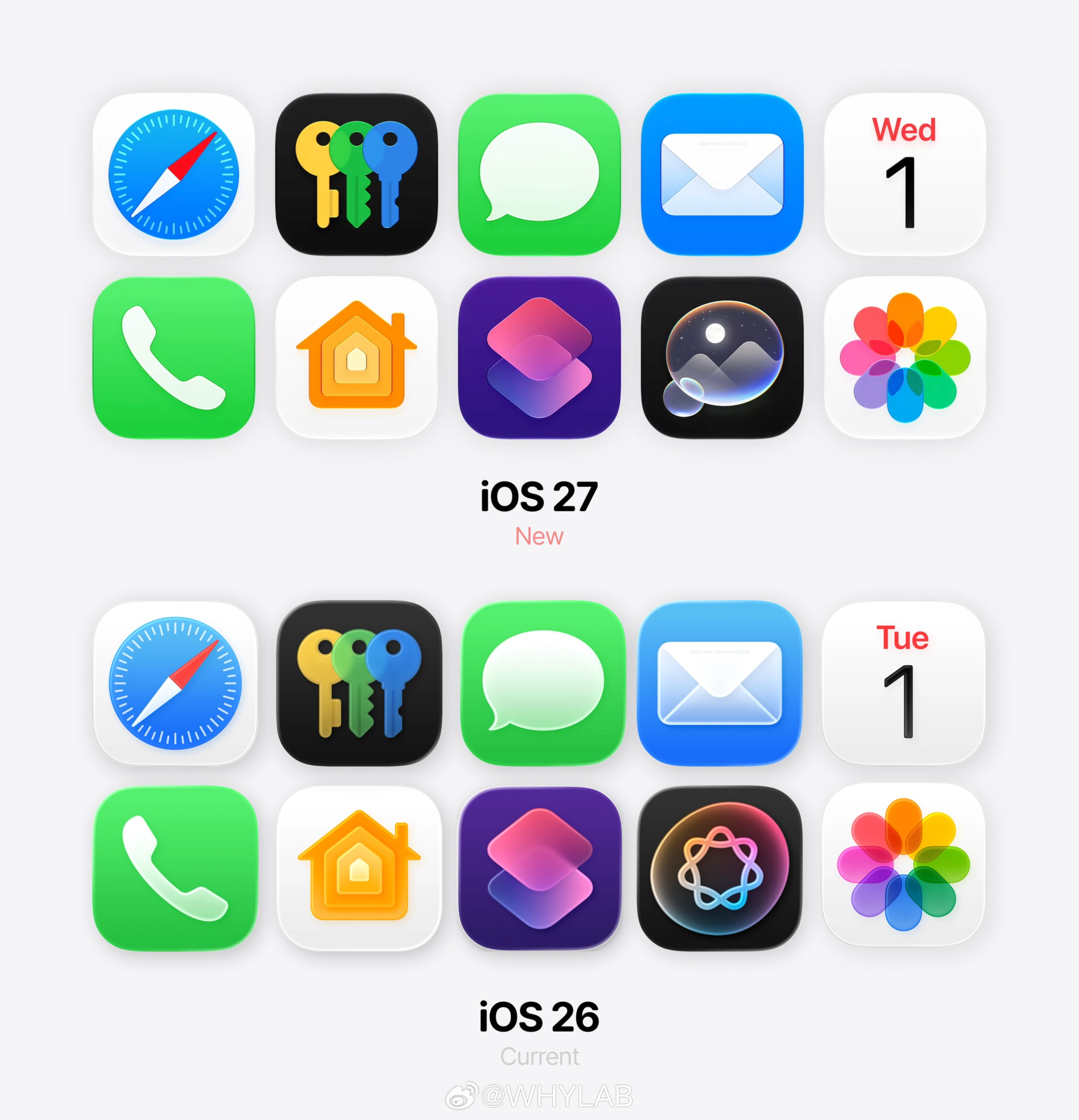 iOS27的应用图标主要还是微调，你们更喜欢哪一版？