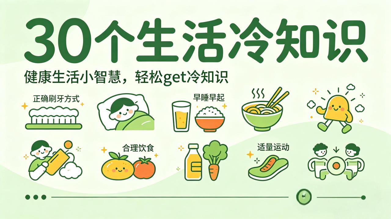 30个超实用生活冷知识，人人都该懂！1、不贪深夜情欲，不贪深夜美食，作息自
