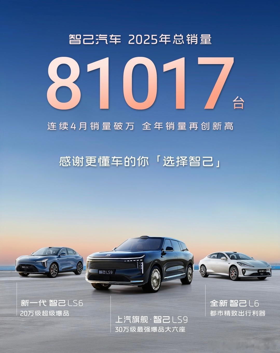 2025年，智己全年交付81017台，并在12月实现了单月盈利。智己全年销量虽未