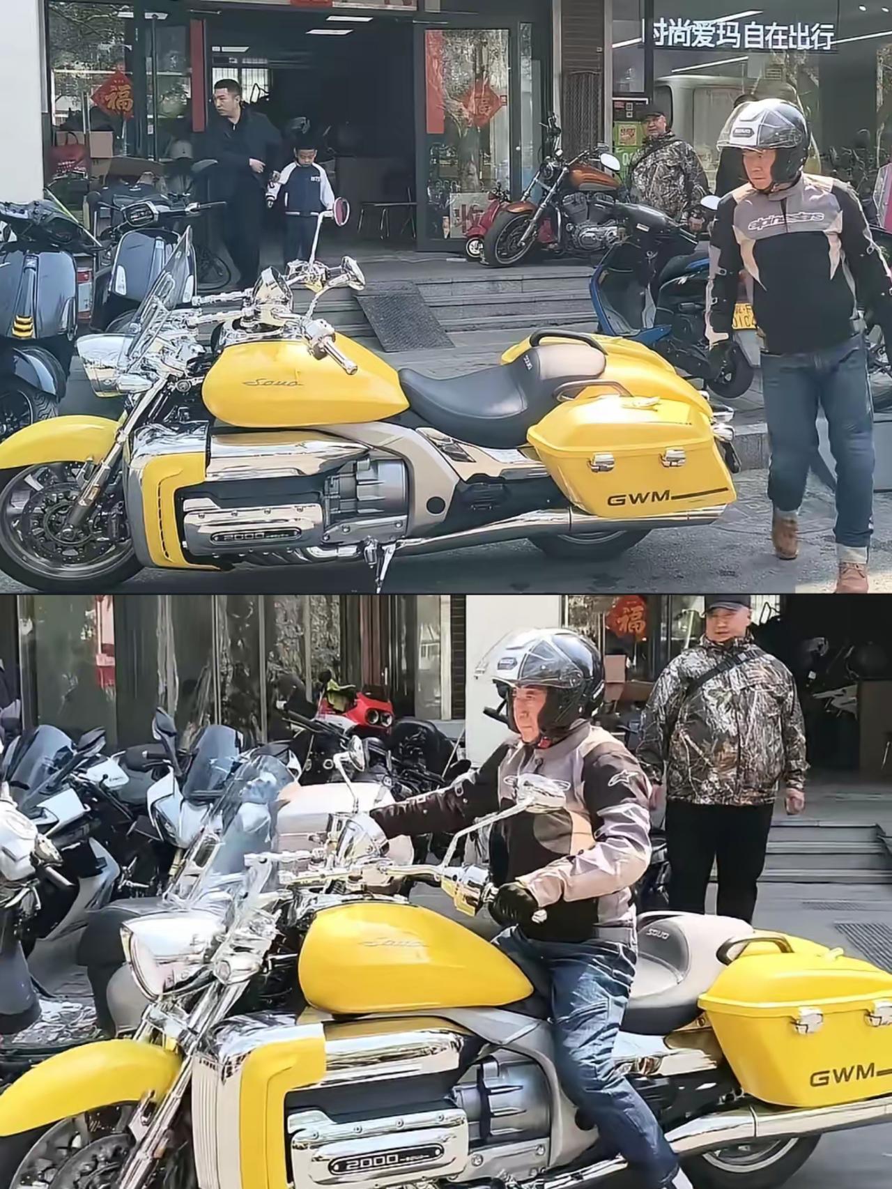 谁能想到，魏建军骑上920斤重机炸街，妥妥机车老炮本色藏不住了！这款长城灵