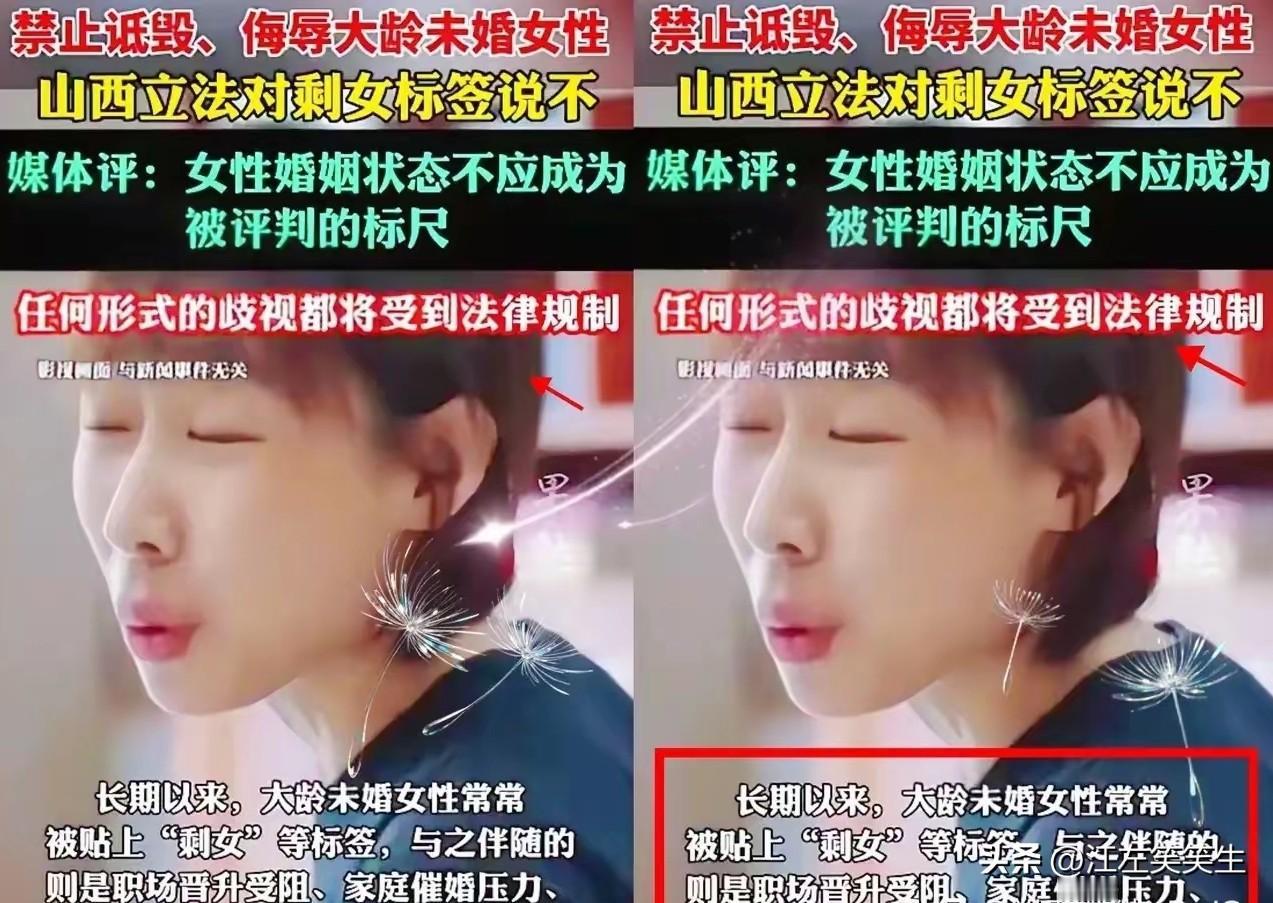 山西针对剩女的调侃已经上升到立法禁止了,要求任何人不得诋毁、侮辱大龄剩女[灵光一