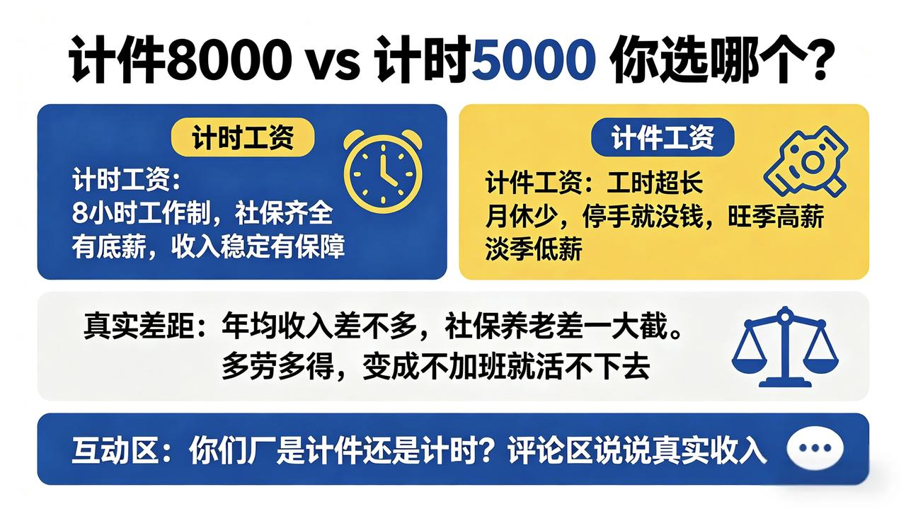 计件工资8000，计时工资5000，你选哪个？很多人一听计件8000，觉得比计