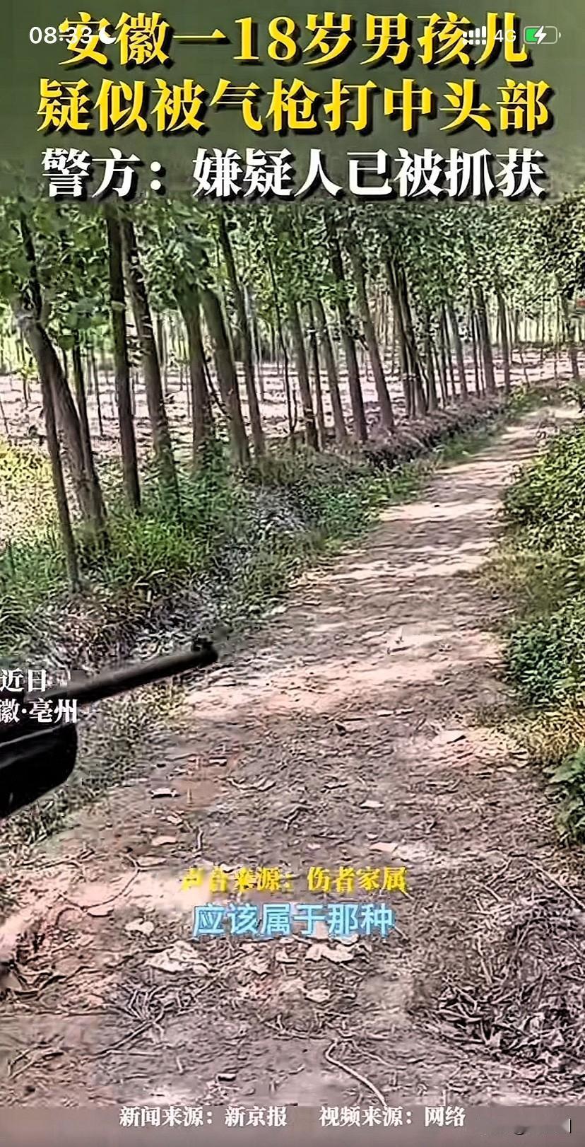 手抖一枪爆头误杀？骇人听闻。安徽亳州一18岁男生凌晨下班途中，惨遭气枪子弹击