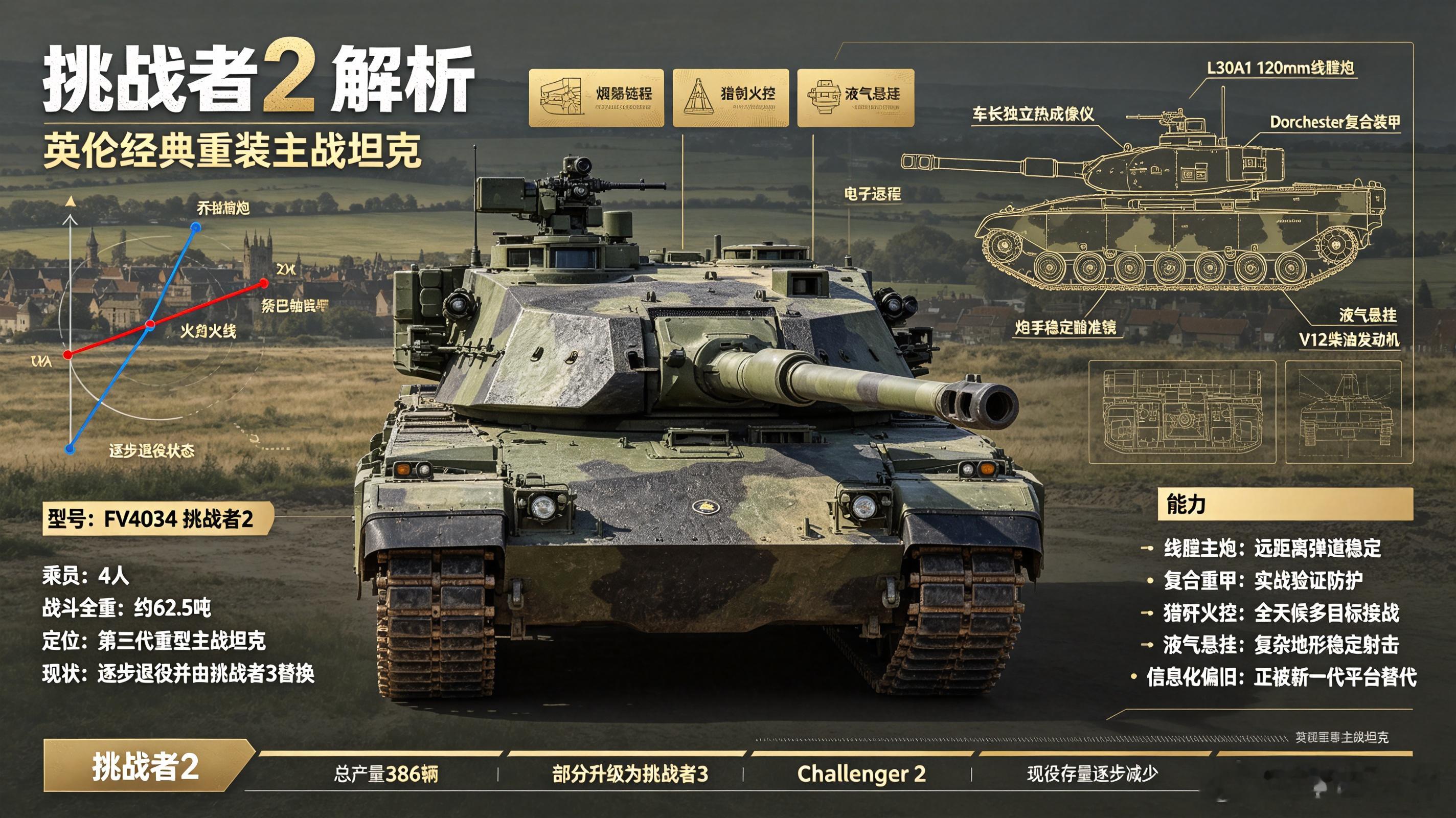 每天认识一件兵器——挑战者2主战坦克今天聊聊英国陆军的“重甲骑士”——挑战者2。