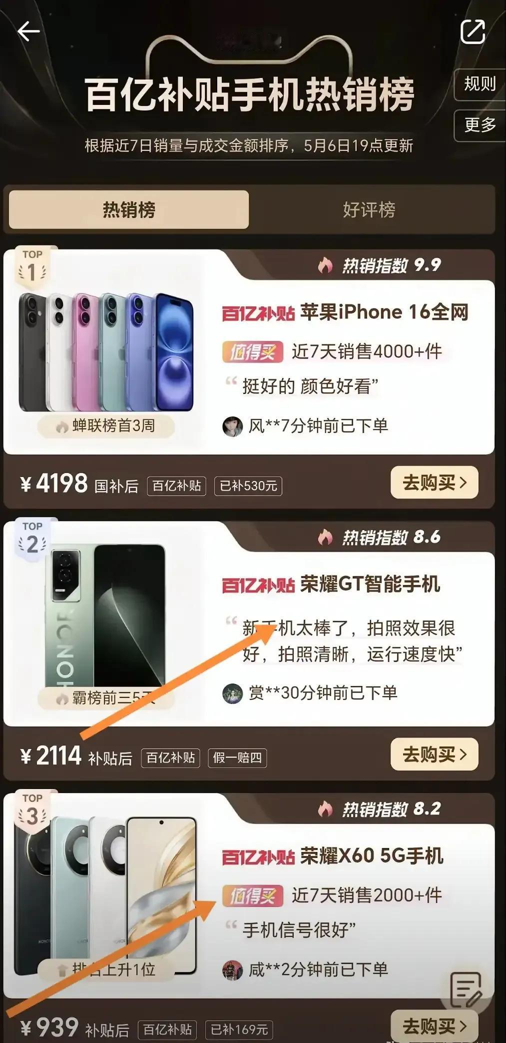 【618机王争霸！苹果屠榜背后荣耀杀疯了】电商热销榜大洗牌！刚出炉的榜单直