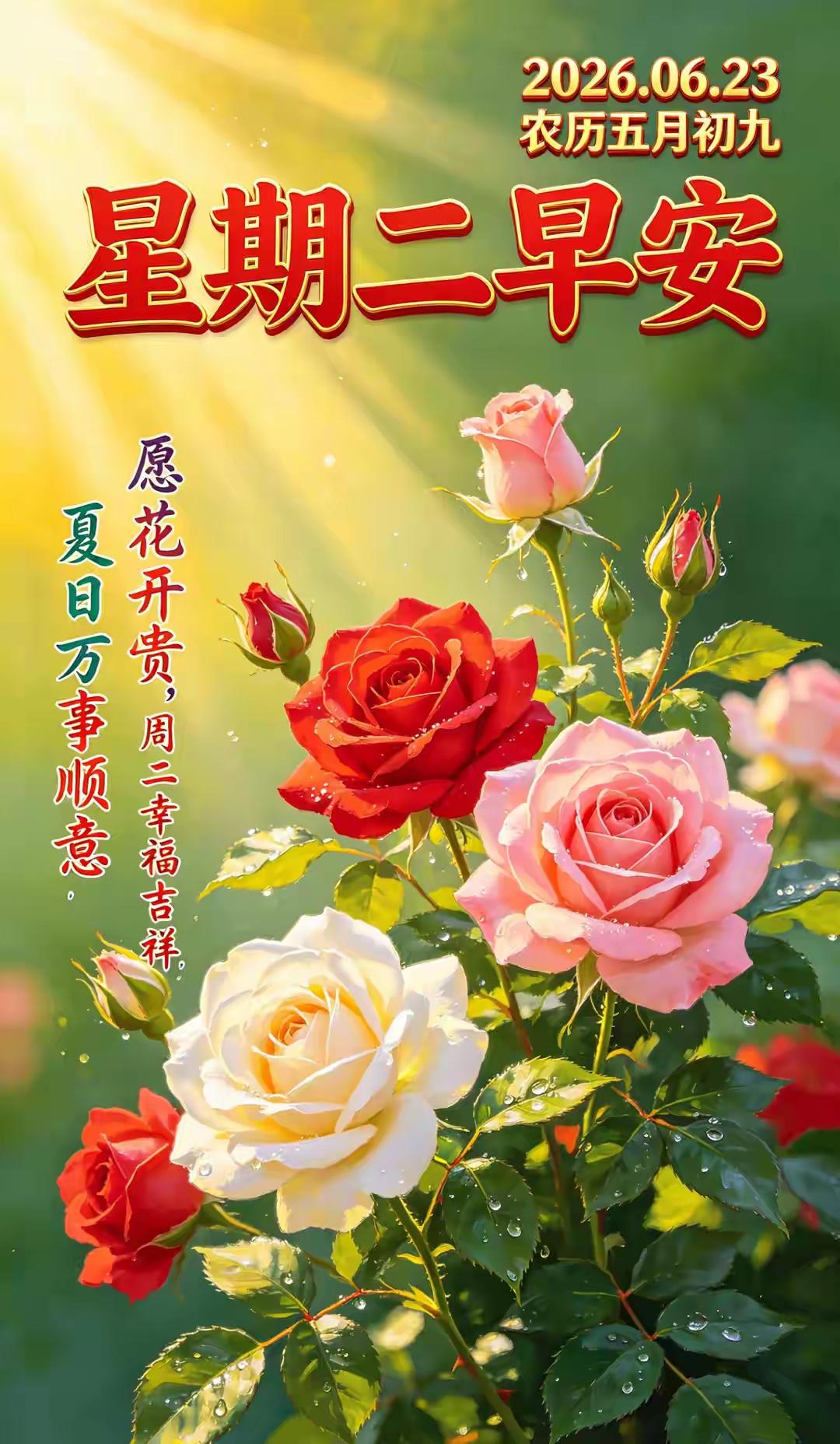 清晨的晨光漫过窗棂，崭新的一天伴着微风悄然开启。愿你晨起有笑意，诸事皆顺意，日子