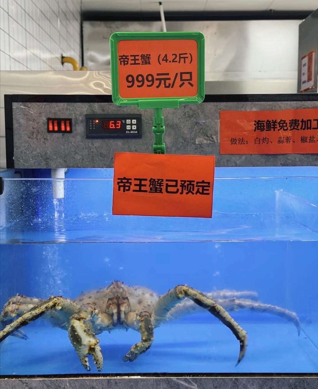 南京大学食堂这波操作真是让人看傻眼。仙林校区九食堂重新开业后，居然摆出了帝王蟹