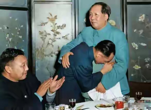 这张罕见合影里，扑到毛主席怀里痛哭的人，大家有知道他是谁吗？
