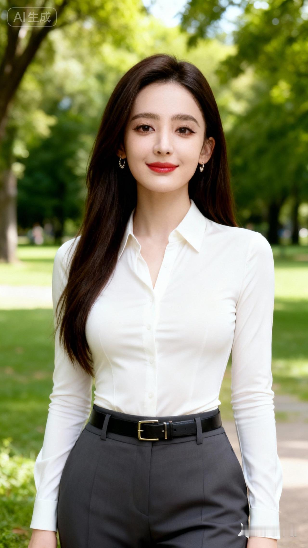 优雅职场风，白衬衫+黑裤，自信满满！💄👠