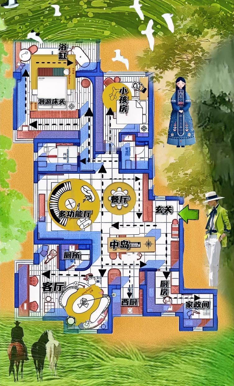 好命的房子，墙多但能打，格局需要磨练，才出彩儿！所以说，老天对156㎡真好，三居