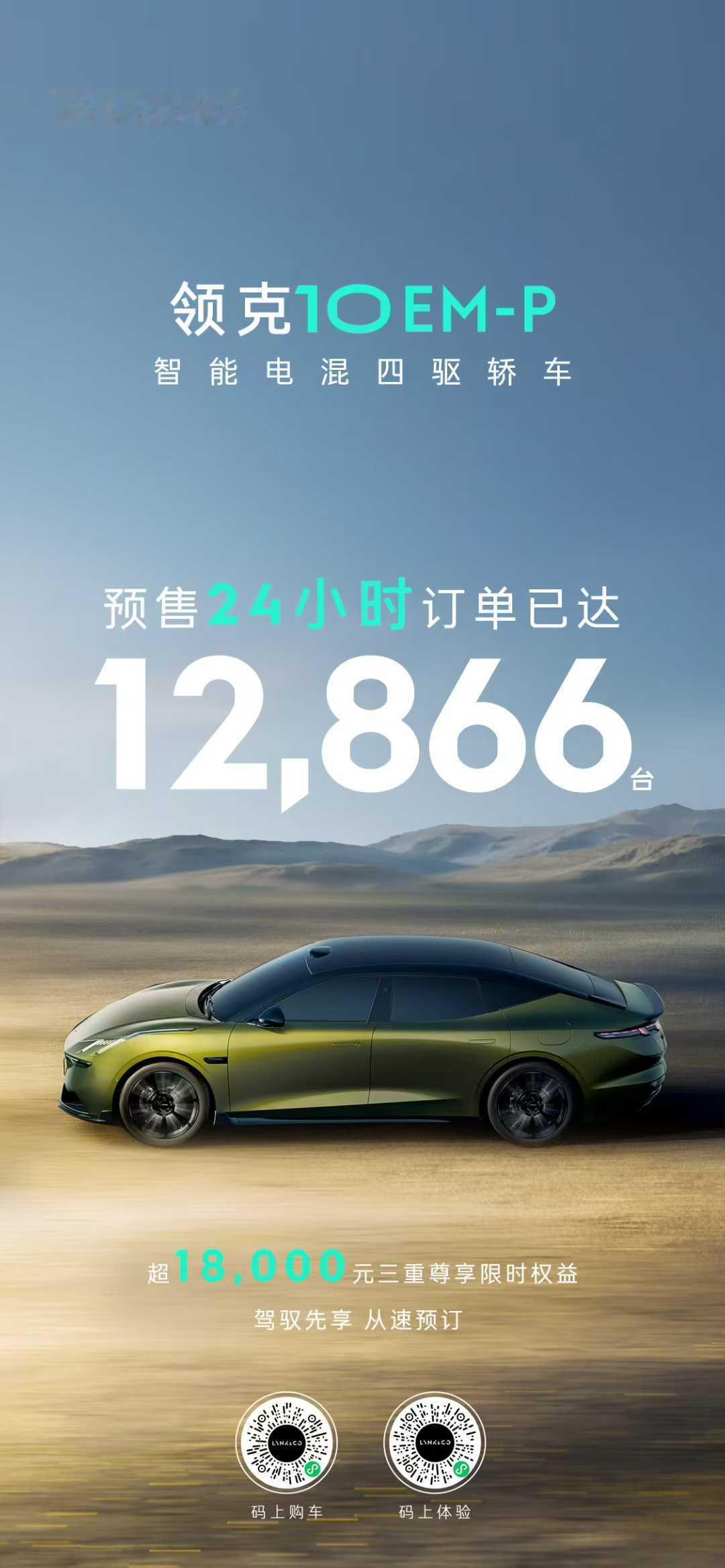 领克10EM-P预售24小时订单已达12,866台​​​