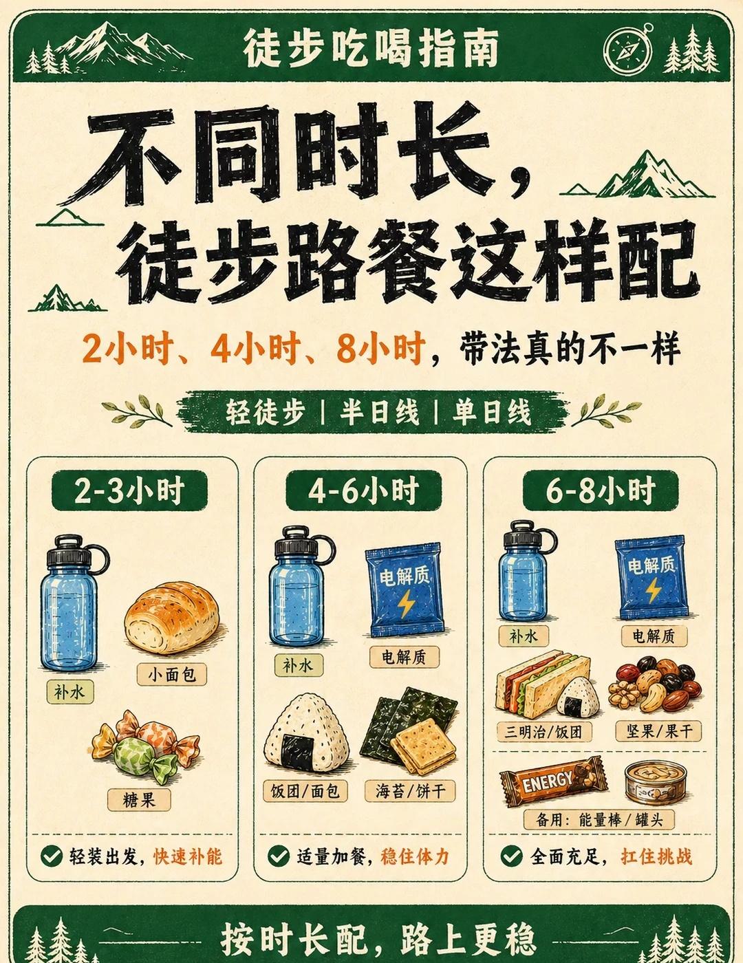 🌄徒步路餐怎么配？看这篇就够了！很多新手第一次准备徒步路餐，真的很容易走两个