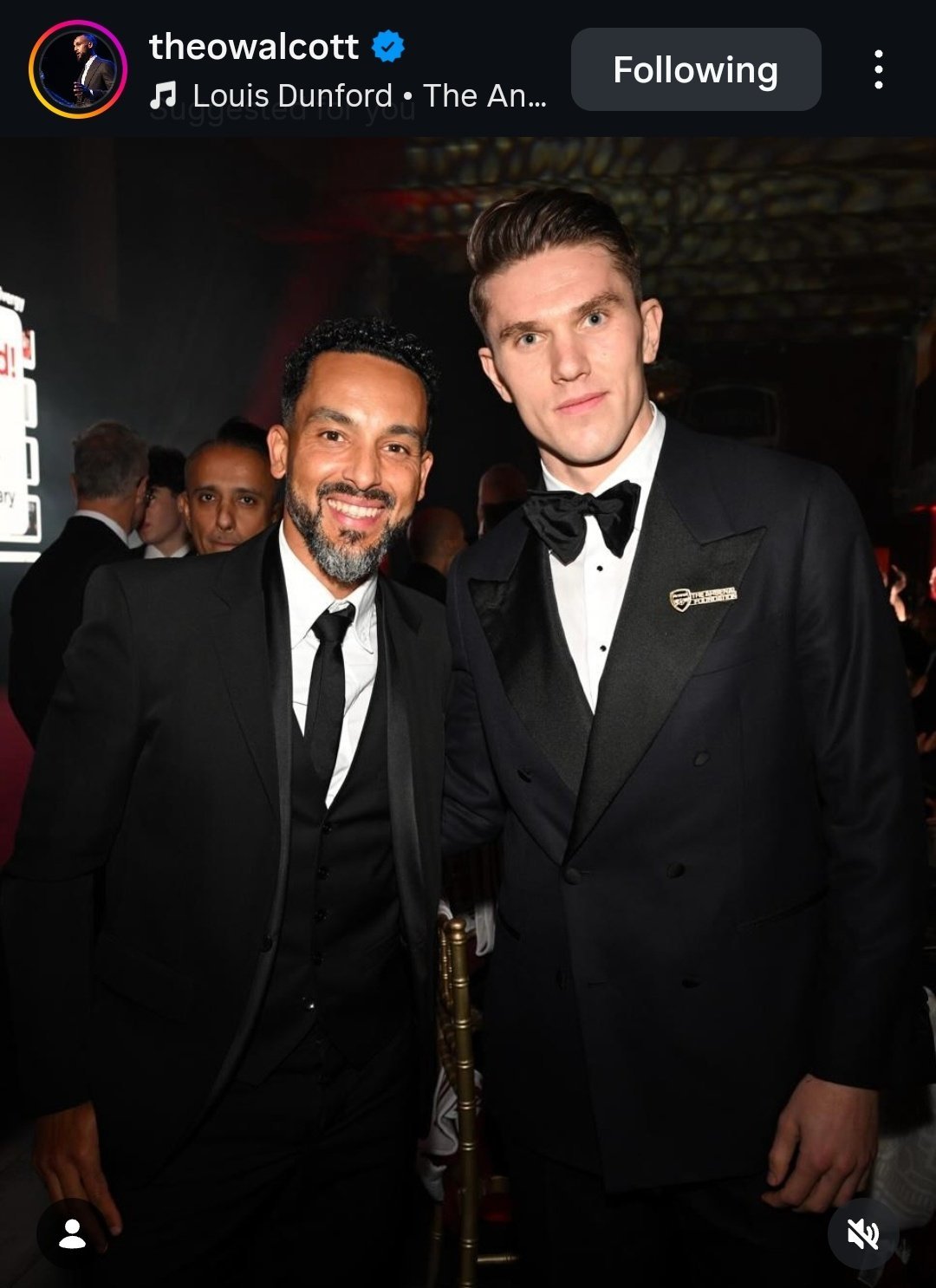 沃尔科特ins动态：“这是一个鼓舞人心的夜晚，我为能出席支持阿森纳基金会的活动而