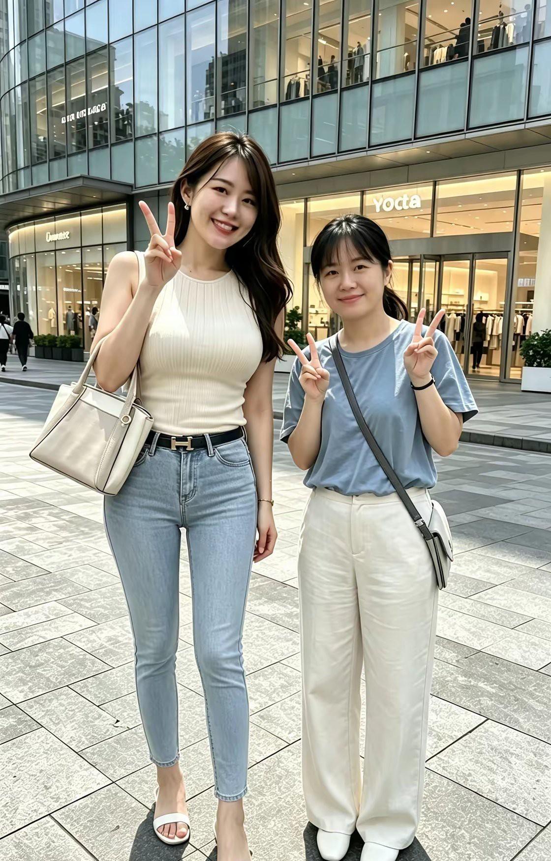 左边的美女身高一米七，身姿苗条、个头高挑，头婚，嫁妆八万八。右边的美女身高一米五