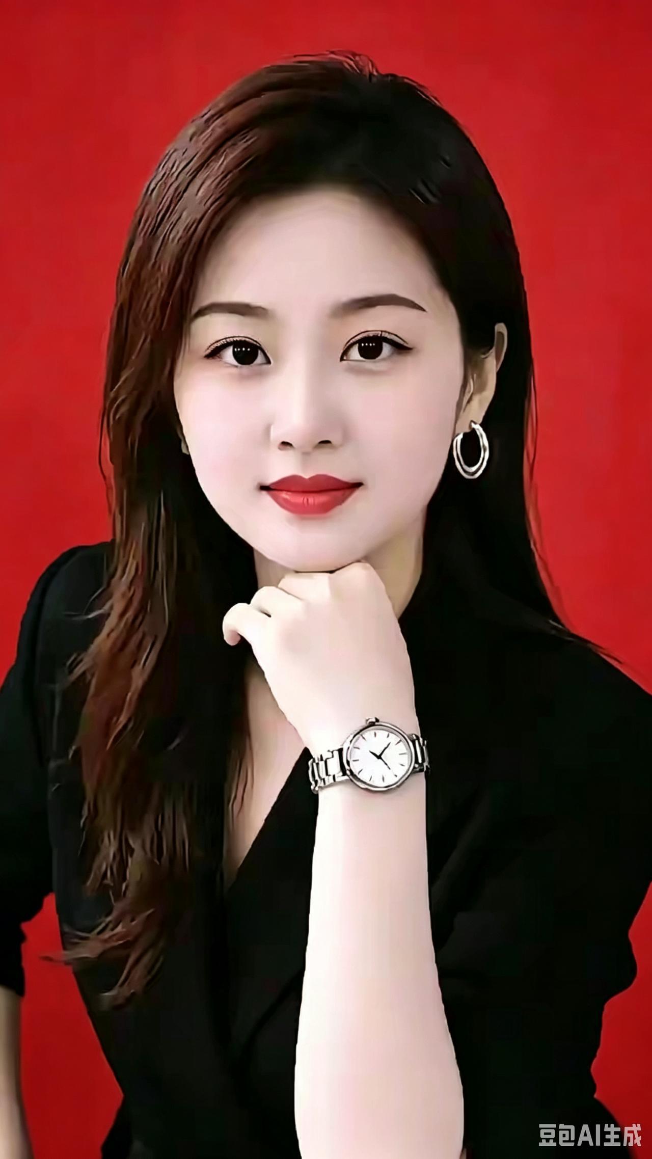 职场丽姿乌发轻摇气质轩，一袭素黑彰雅娴。秀目盈盈藏睿慧，浅笑悠悠蕴淑贤。