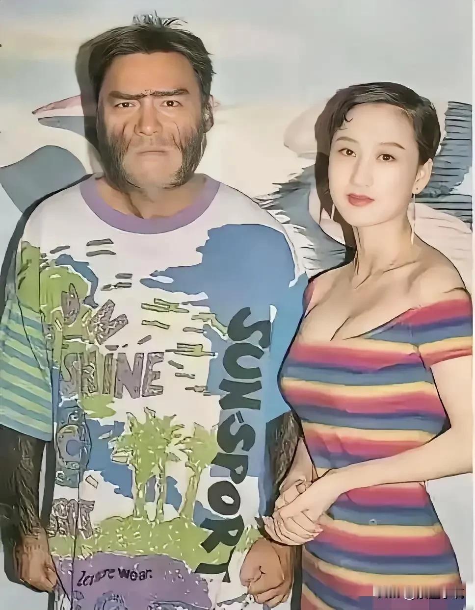 这张图片让我想起一个词“美女与野兽”。利美女颜值担当，五官精致，身材妖娆。这毛脸