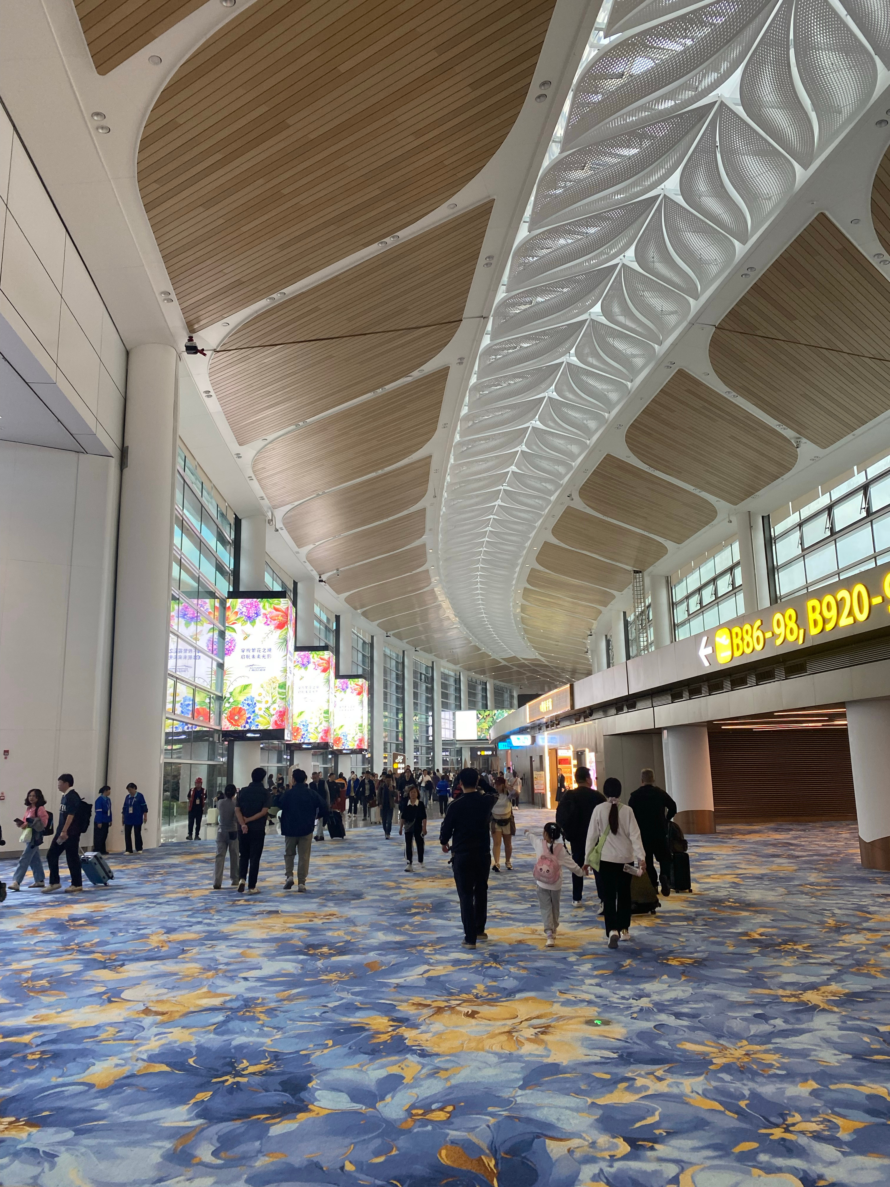 白云机场新开的T3航站楼，整个候机厅铺的全是这种老钱风的地毯。这下真的“连滚带爬
