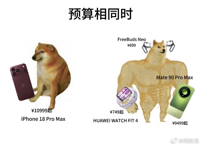 哈哈，这些梗图有点意思#华为Mate90价格##国庆一起床就可以买Mate90了#​