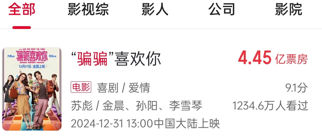 可以理解，毕竟小成本上次骗到了四亿多