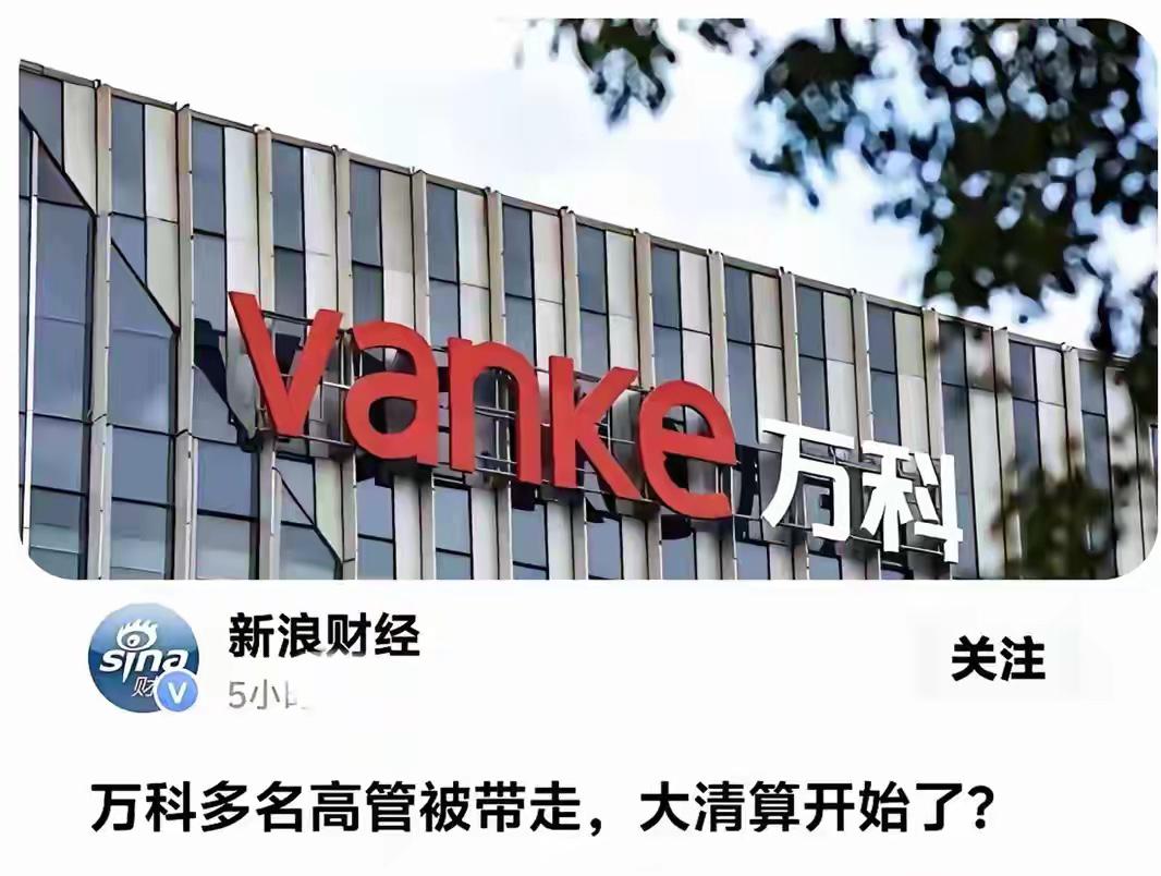 万科高管大逃亡！25位核心高管离职，祝九胜被刑拘，郁亮退休后失联说一件真事