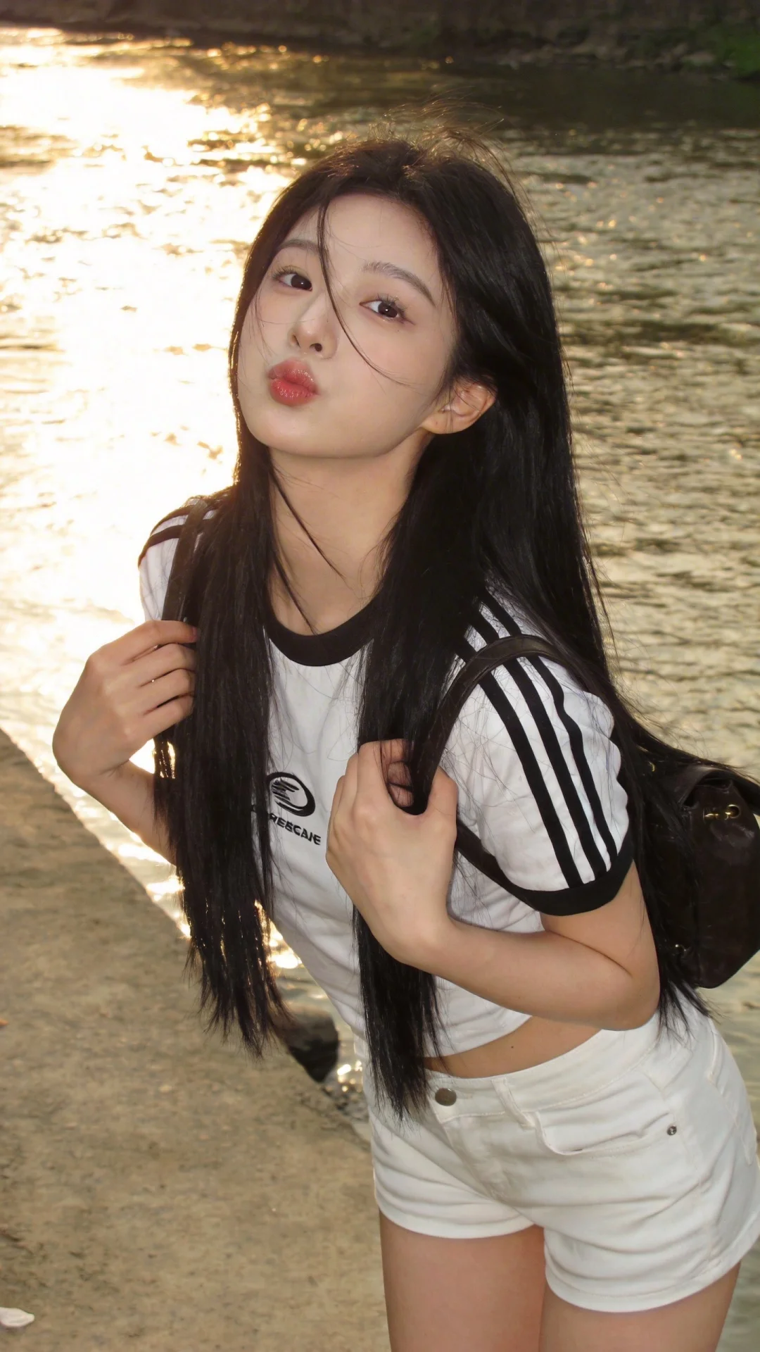 高清人像摄影，长焦镜头抓拍，清透，年轻气质美女，纯欲风，皮肤白皙，偶像气质，长直