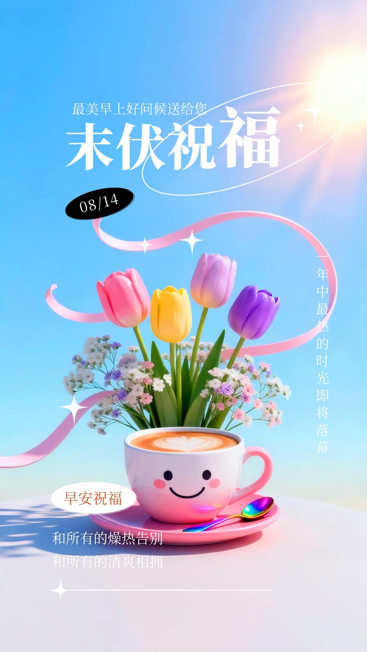 末伏早安🍃！时至末伏，秋意悄悄靠近，白昼依旧燥热，早晚温差慢慢变大，记得适时增