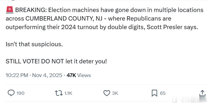 据斯科特·普雷斯勒表示，新泽西州坎伯兰县(CumberlandCounty)多