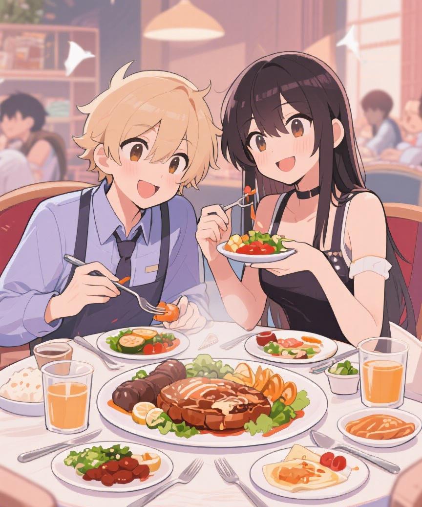 #AI妙生图#餐桌上，美食错落。生活似这佳肴多样，每一口皆藏着不同滋味，值得细细