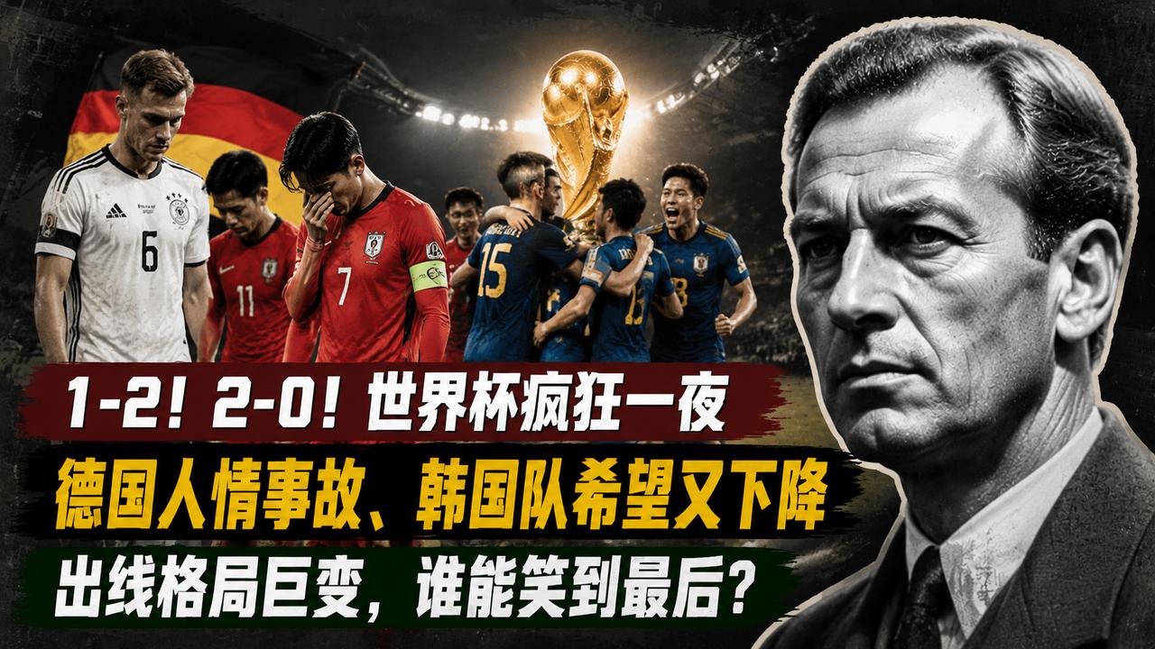 1-2！2-0！世界杯疯狂一夜，德国人情事故、韩国队希望又下降E组凌晨四点同时