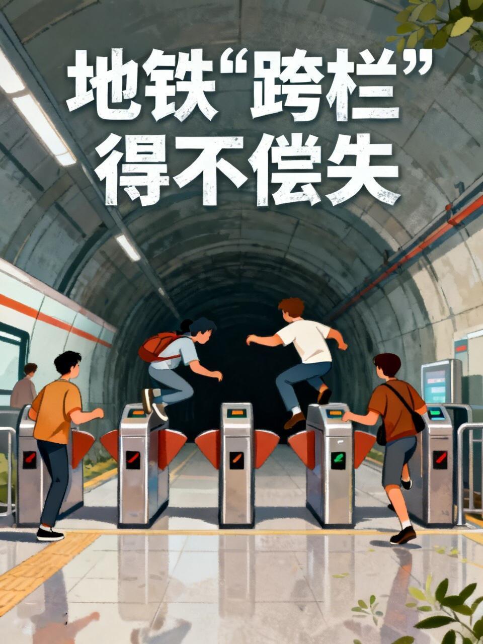 为省几块钱6人地铁“跨栏”被重罚算盘打烂脸面丢尽！深夜地铁