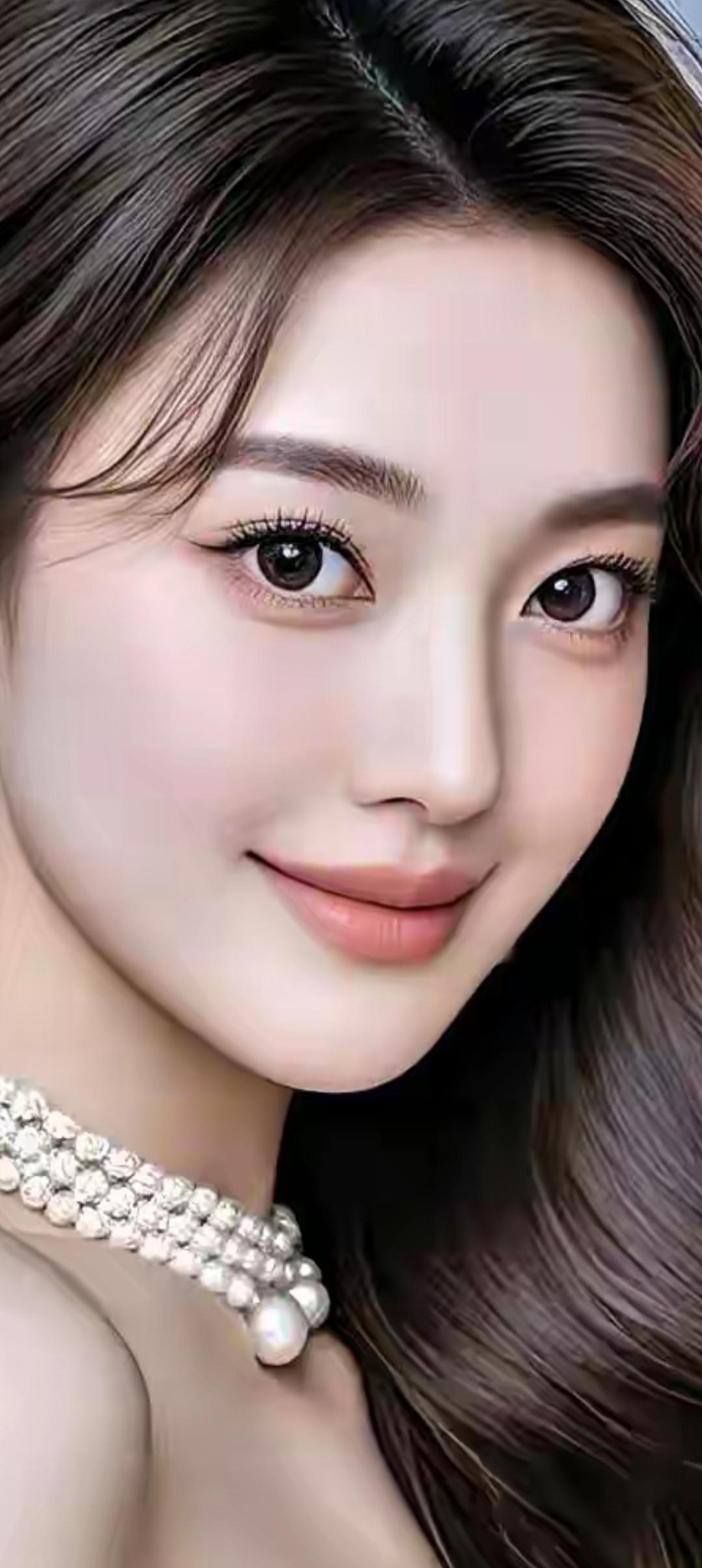 优雅气质，珍珠项链，甜美微笑，女神范儿