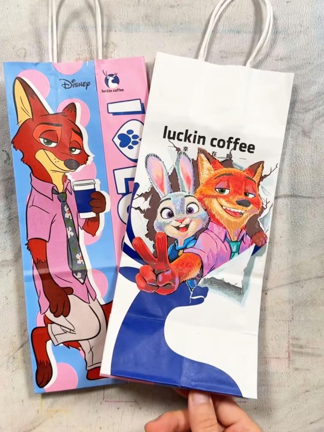 咖啡纸袋别丢，画个尼克朱迪吧！疯狂动物城2疯狂动物城瑞幸联名疯狂动物城2