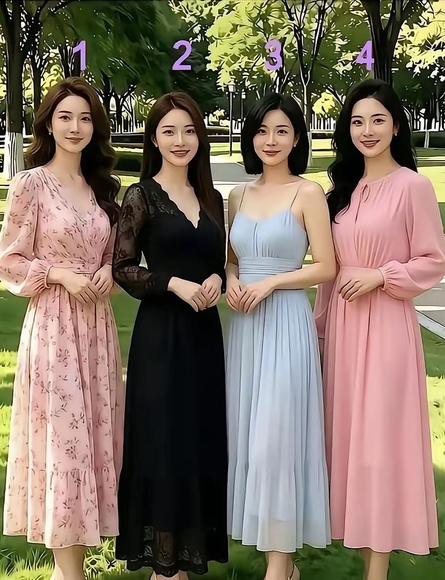 兄弟们，这四位美女里，你相中了，几号做老婆？