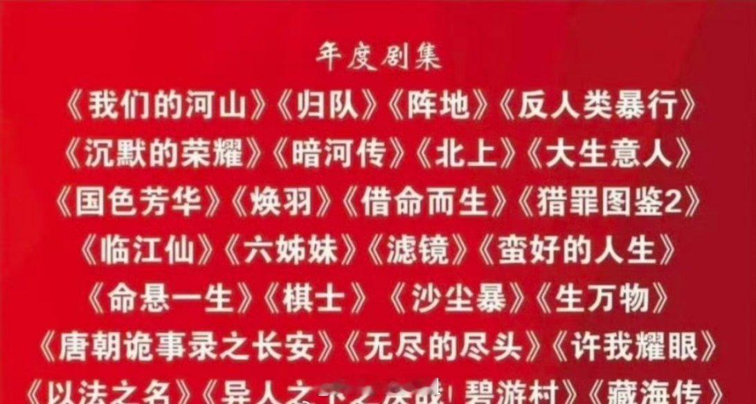 综艺报的2025年年度影响力年度剧集汇总来了，都是今年热度蛮不错的剧，好多流量小