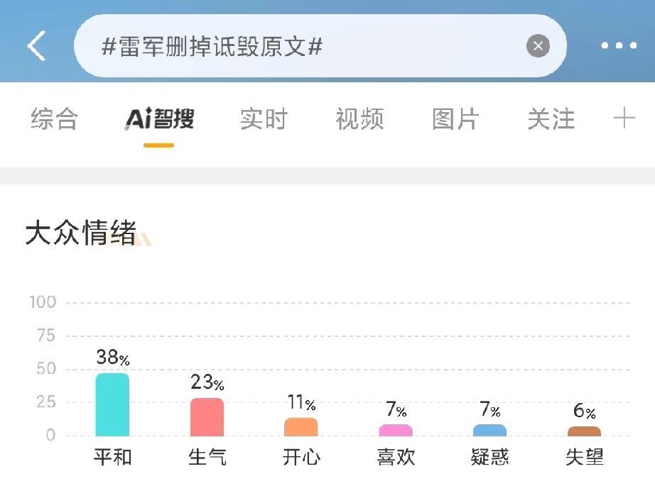 关于雷军和余承东的争议上，AI总结出来的大众情绪数据就显得非常微妙了。对于雷军