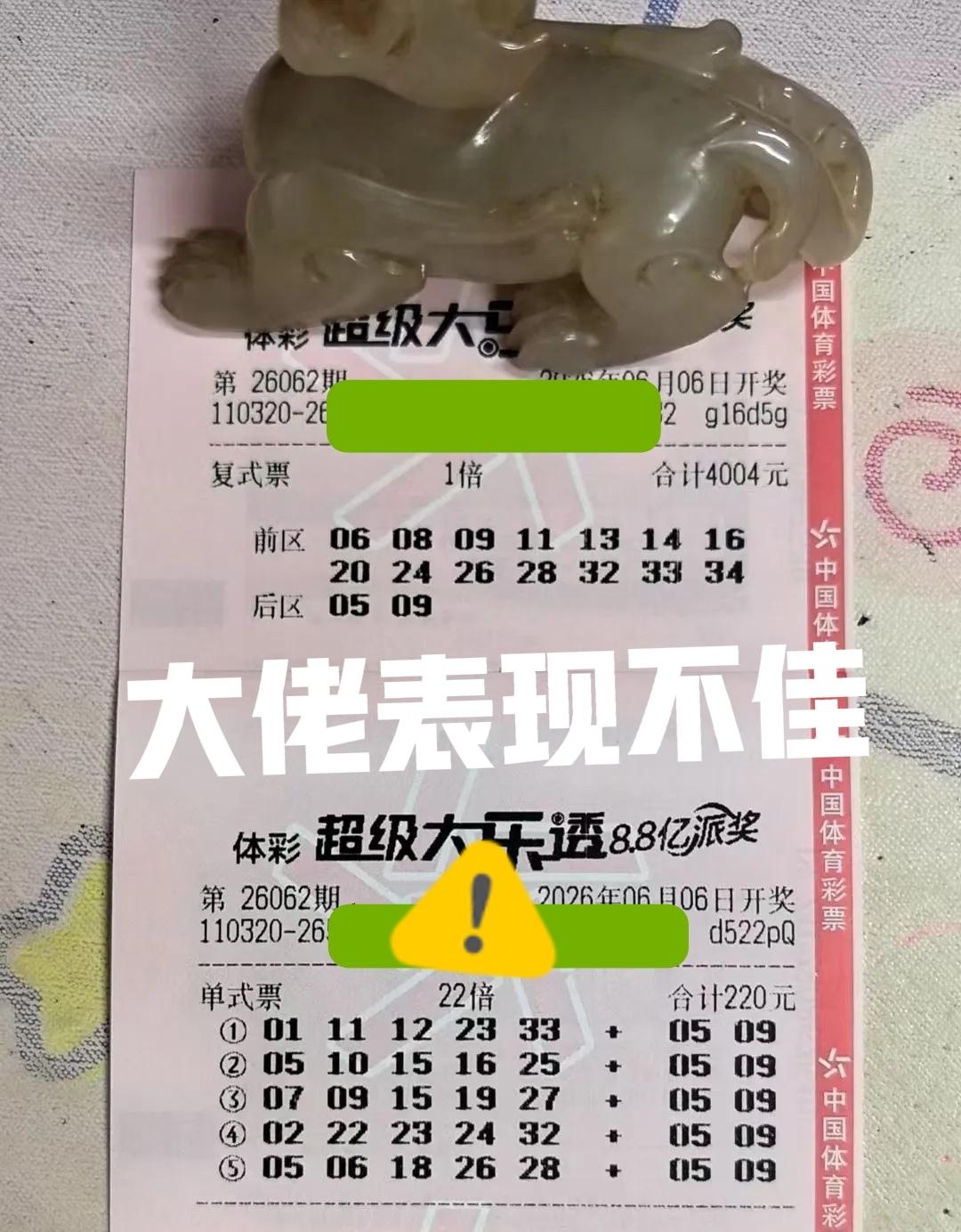 大佬最近表现不佳啊！后区打5和9，他就开4和10,[捂脸哭][捂脸哭]主任也是太狠了