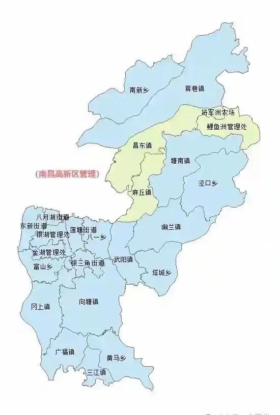 南昌县行政区划图南昌县自古以来就有着首府首县之美誉！南昌县面积1811平方