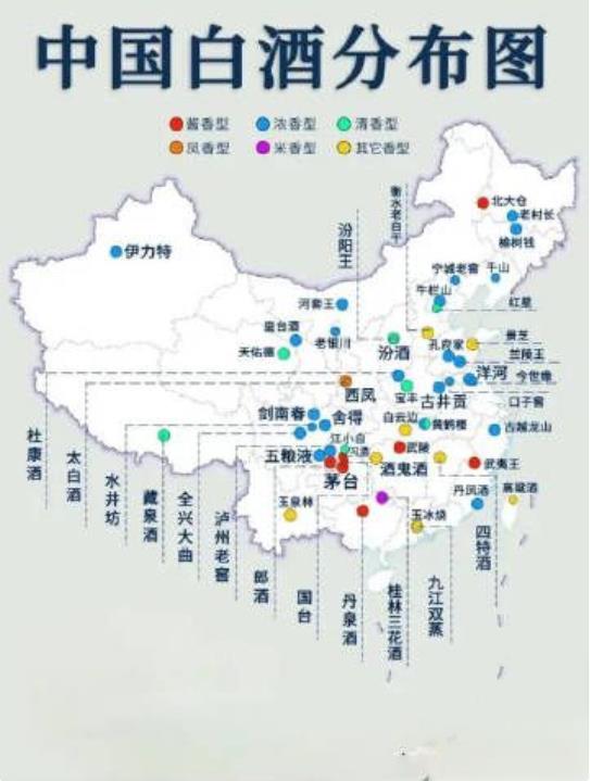 “白酒大全”！！原来我国的白酒有这么多品牌，也不知道这图里有没有写全，所以大家伙