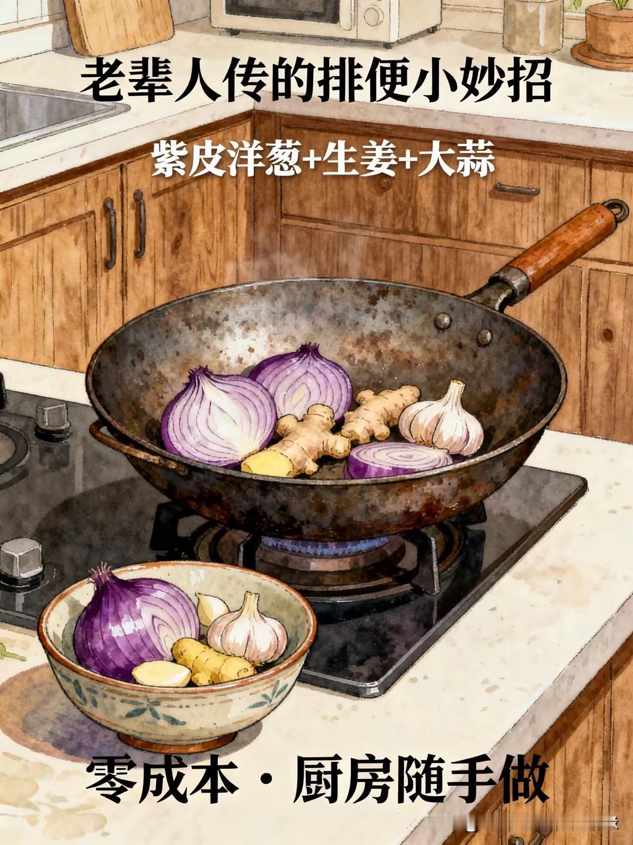 ⚠️温馨提示：洋葱配生姜属于食疗偏方，不能替代药物，严重便秘请及时就医。老辈