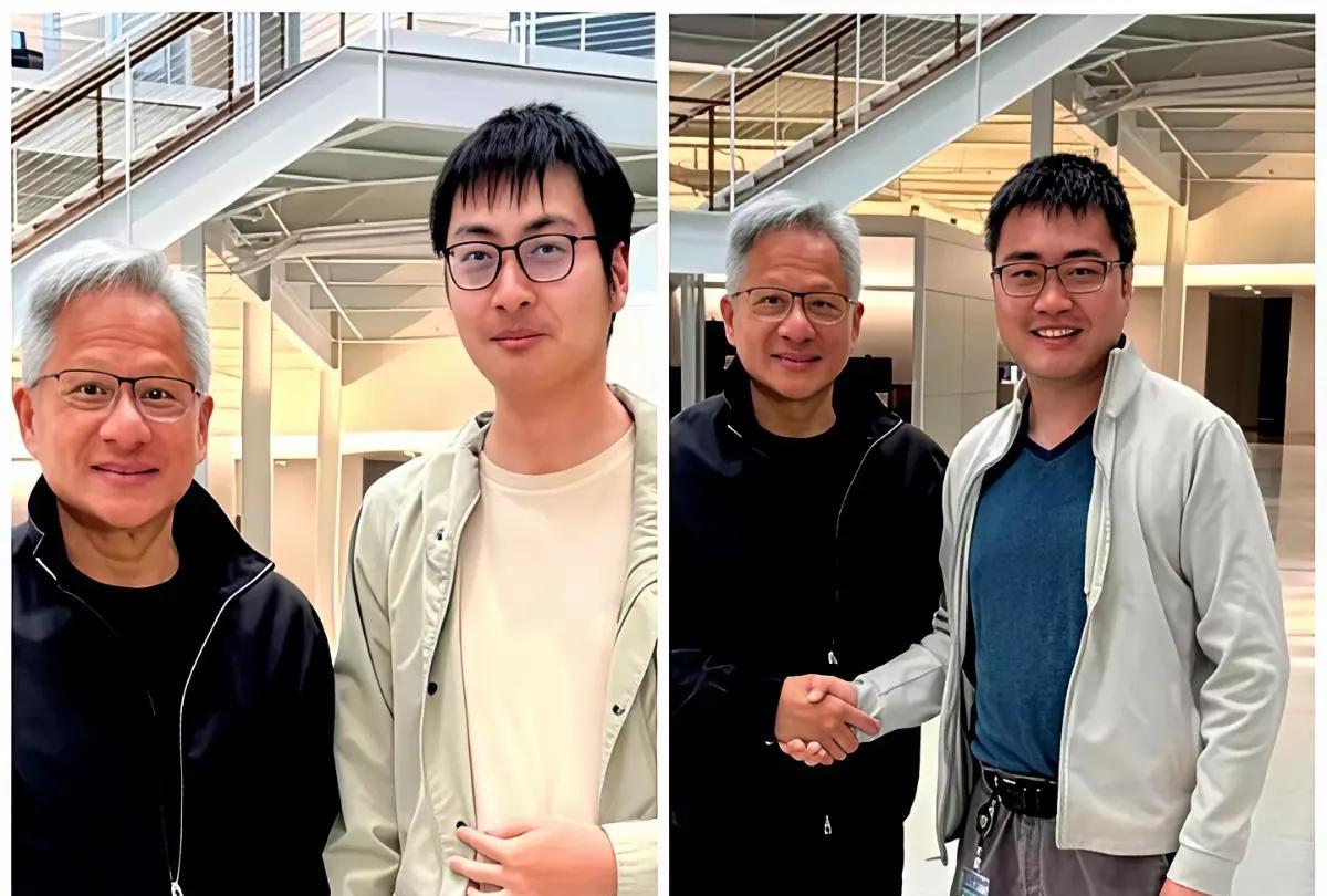 黄仁勋的办公室里又添了两张清华面孔。朱邦华和焦剑涛刚在社交平台晒出与他的合