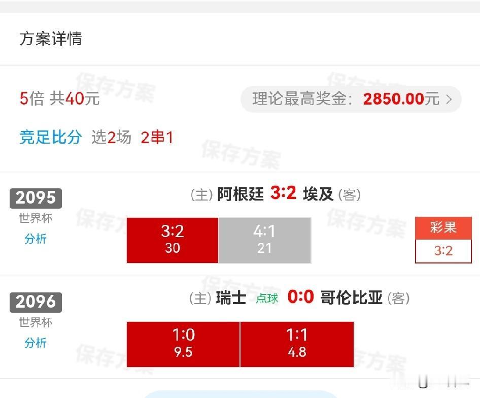 一觉醒来以为自己中了2850！结果瑞士和哥伦比亚给我演了个“0：0”……这心情谁