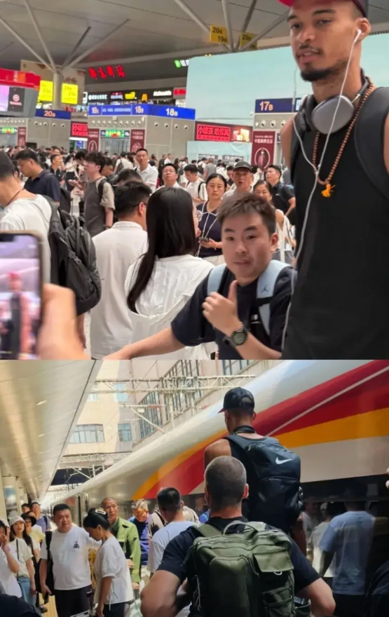 再见，“文班大师”！文班亚马确实高啊，站在高铁旁边，感觉和车厢一样高…文班亚