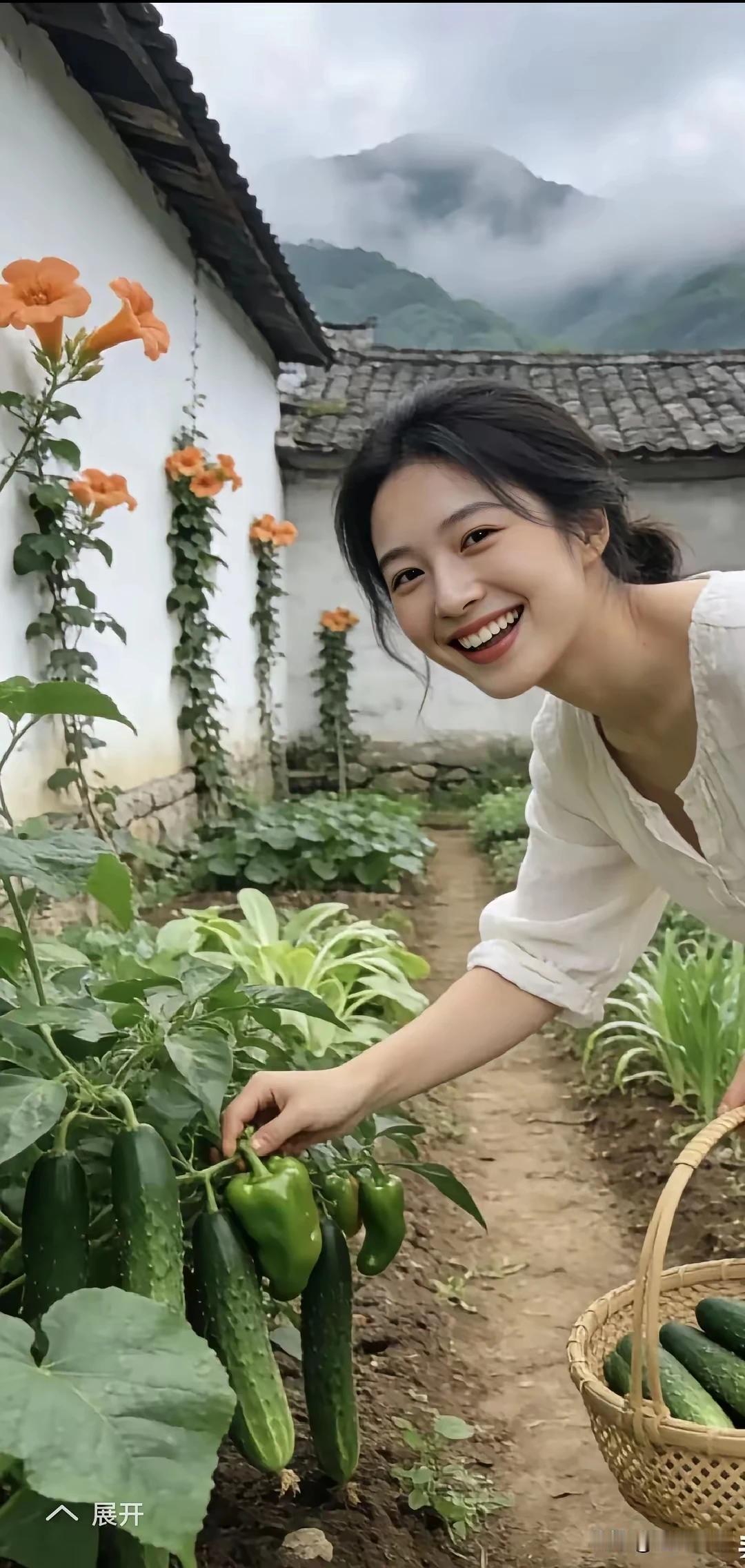 农家生活乐无边种花种菜种悠闲青菜辣椒西红柿鸡鸭鹅狗尽开颜