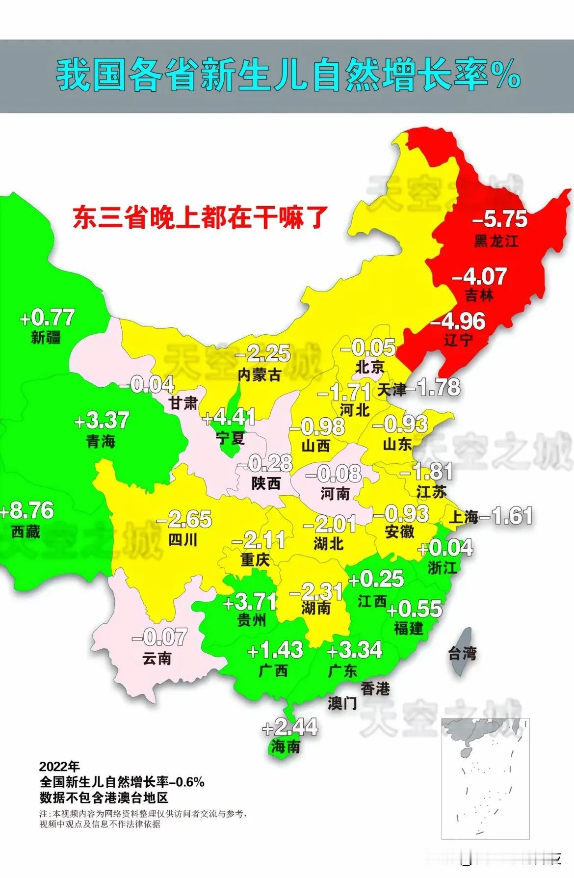 我国各省新生儿自然增长率！网友问东三省晚上都干嘛去了？这要笑死人不偿命呀！[