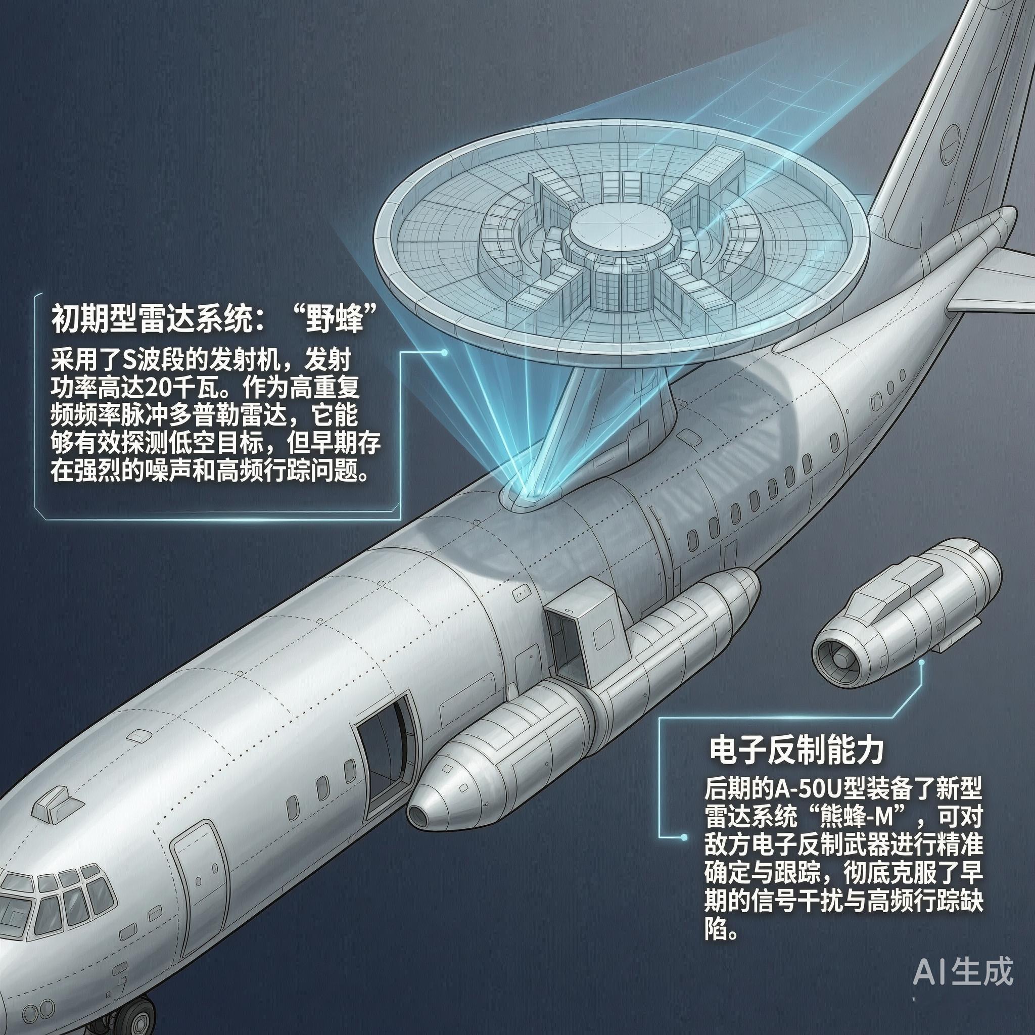 军事ai新视野俄罗斯A-50“支柱”预警机A-50是以伊尔-76运输机为基础改