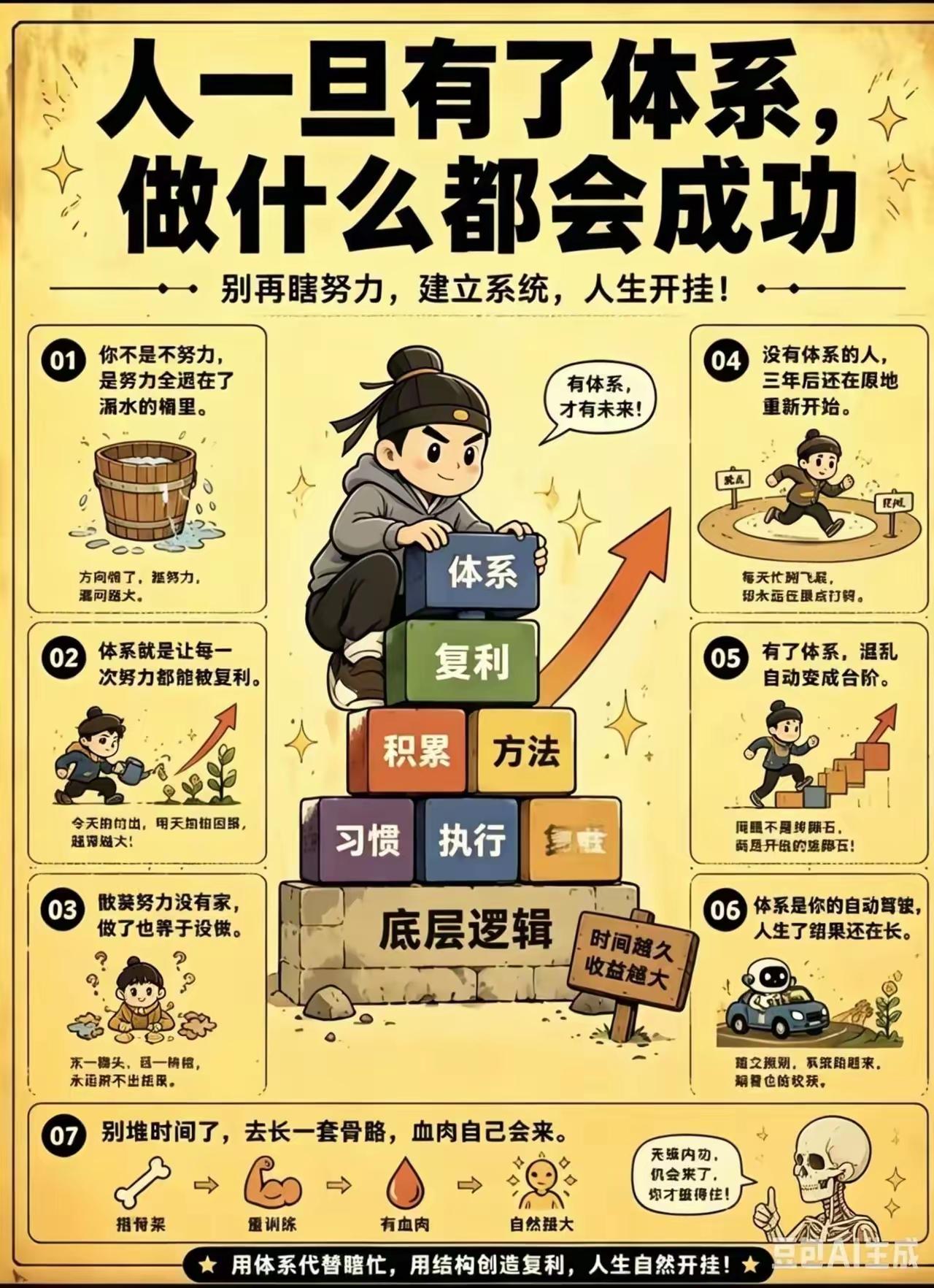 别再瞎努力了！人一旦有了体系，做什么都顺风顺水✨很多人一辈子碌碌无为不是