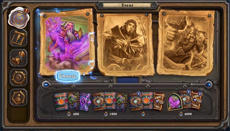 炉石传说游戏内新活动:1、穿越时间流:11月5日-26日从三位英雄中选择一位: